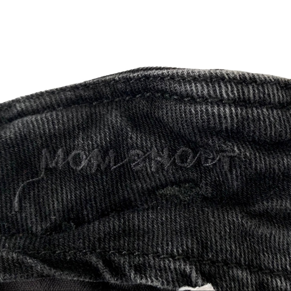 AE Paperbag Hi-Rise Black Denim Button Mom Shorts - Picture 4 of 12